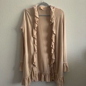 Sweet Romeo Ruffle Tan Cardigan Size M